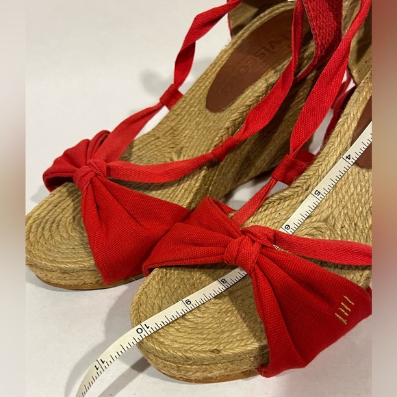 Viscata Barcelona Tamariu Red Canvas Wedge Espadrille Strappy Sandals - Picture 12 of 13